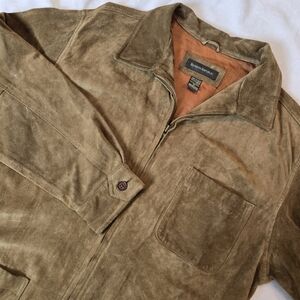 Vintage 1990s Banana Republic Brown Suede Shirt Jacket Med